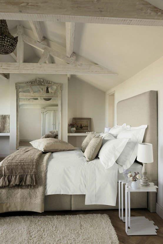 beyaz rustik yatak odası