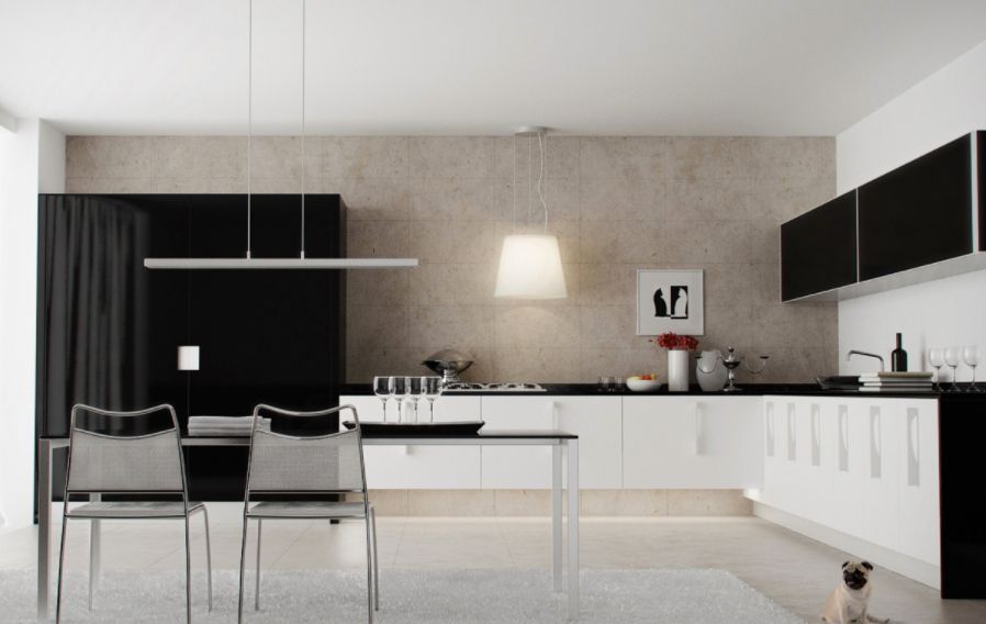 modern siyah beyaz mutfak dekorasyonu 2018
