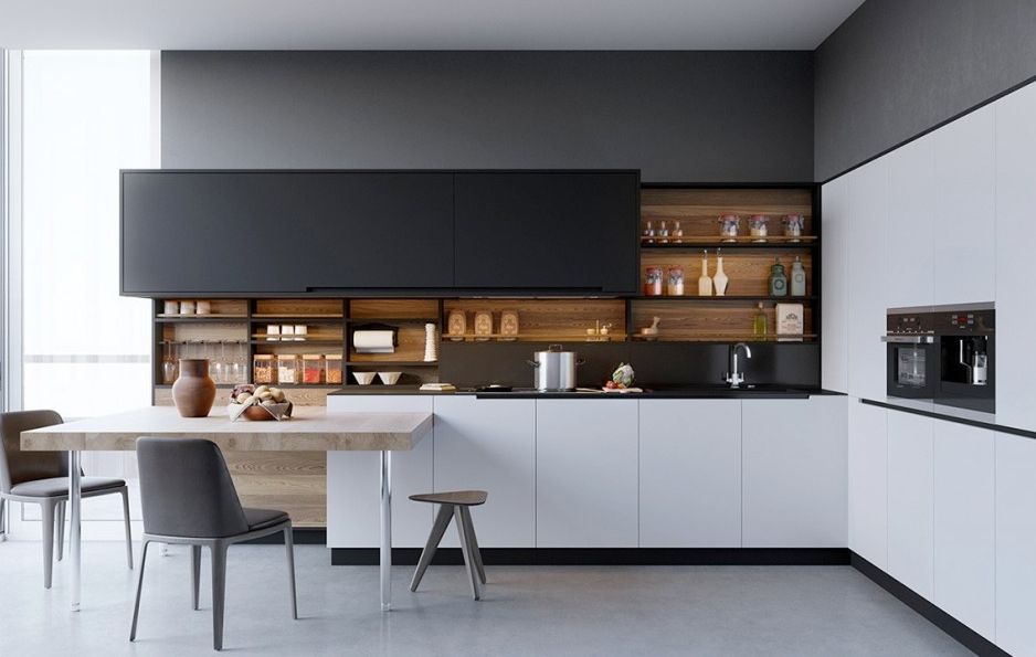 modern siyah beyaz mutfaklar 2017
