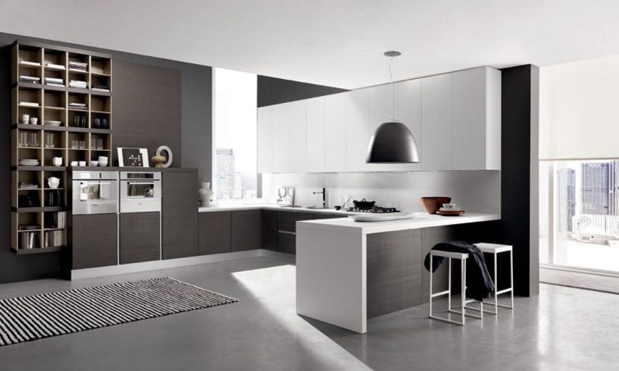 siyah beyaz modern mutfaklar 2018