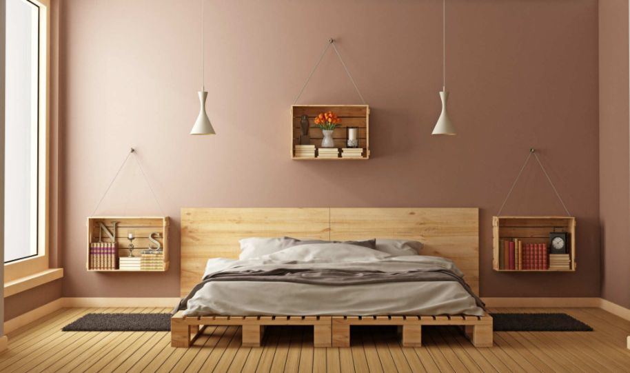 ahşap paletler ile yatak odası dekorasyonu Ev dekorasyonu