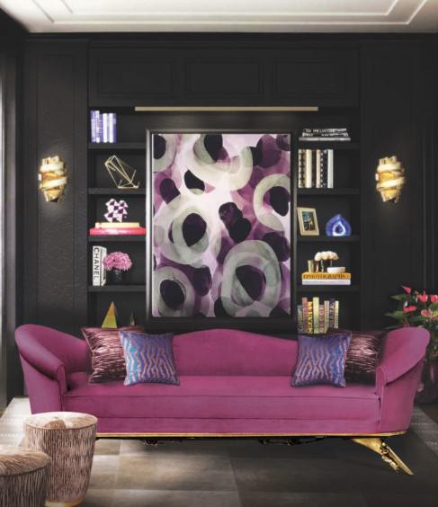 siyah mobilyalar ile salon dekorasyonu