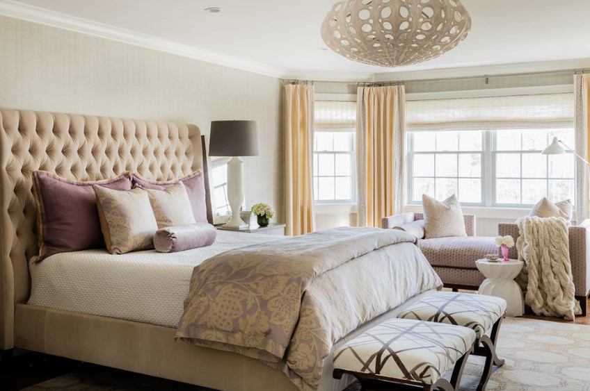 yatak odası dekoru renk ve desenler ile kumaş kombinleri