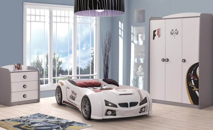 araba yataklı çocuk odaları Ev dekorasyonu