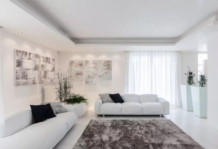 minimalist beyaz salon dekorasyonu 2019 2020