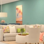 pastel renkli minimalist salon dekorasyonu 2020