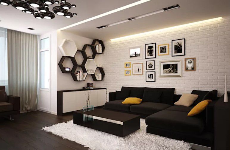 siyah minimalist salon dekorasyonu