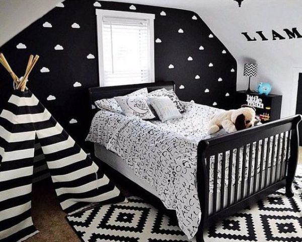 siyah desenli çocuk odası duvar kağıtları
