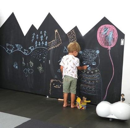 siyah duvar dekoru ile çocuk odası