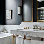 siyah duvarlı banyo dekorasyonu