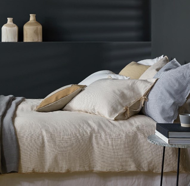 2018 zara home bej çizgili nevresim takımı