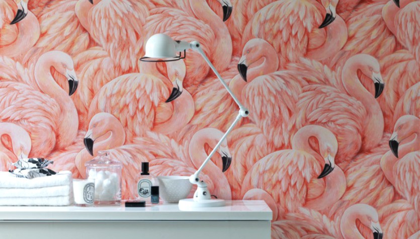 flamingo desenli duvar kağıdı