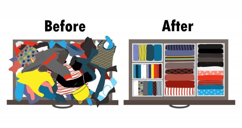 konmari yöntemi ile before after