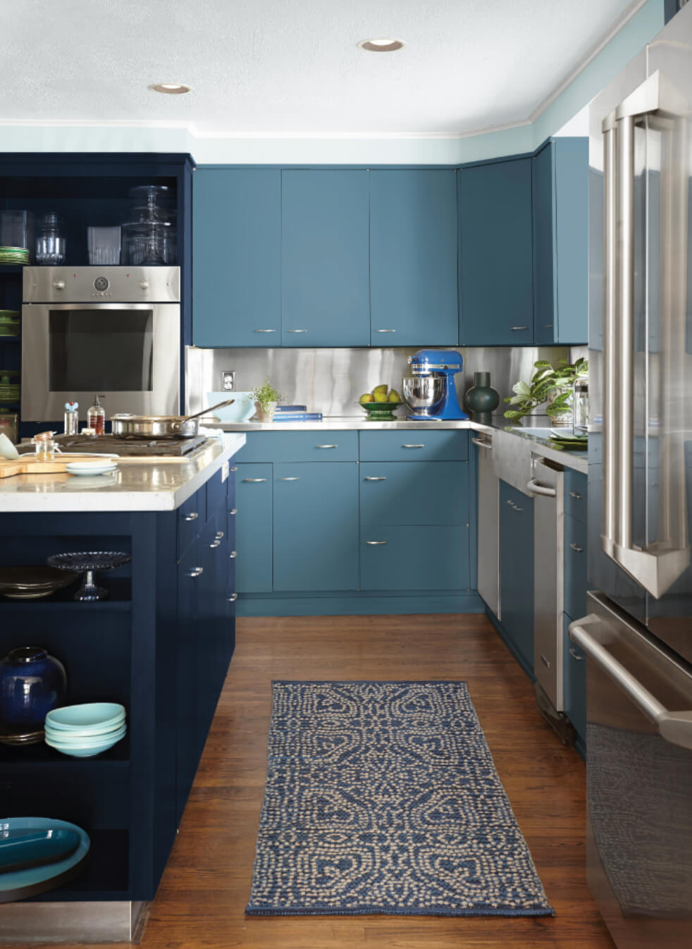 mavi mutfak dolapları