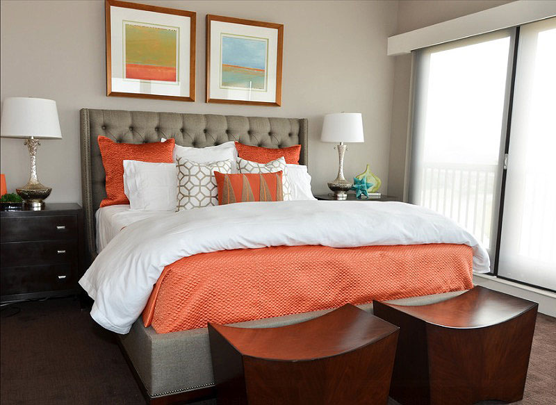turuncu yatak örtüsü Ev dekorasyonu