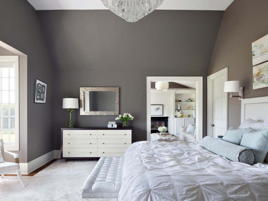 yatak odasında gri ve beyaz uyumu Ev dekorasyonu