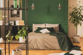 yeşil yatak odası duvar dekorasyonu