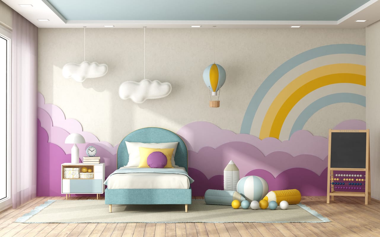 Renkli çocuk odası duvarı