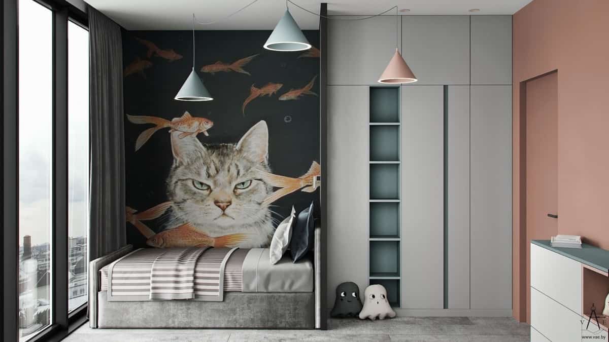 Kedi temalı çocuk odası