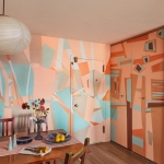Vurgulu Duvar Resmi ile Art Deco Yemek Odası