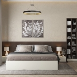 Doğru iç mekanlarla kontrast oluşturan kahverengi tonlarıyla basit yatak odası renk kombinasyonu