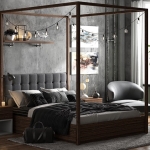 Endüstriyel yatak odası için siyah ve çelik grisi tonlarında yatak odası iç renk kombinasyonları