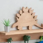 Kanca olarak dinozor figürlü DIY ahşap dinozor rafı